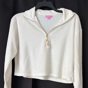 Stoney Clover Cream Quarter-Zip with Colorful Beads Terrycloth